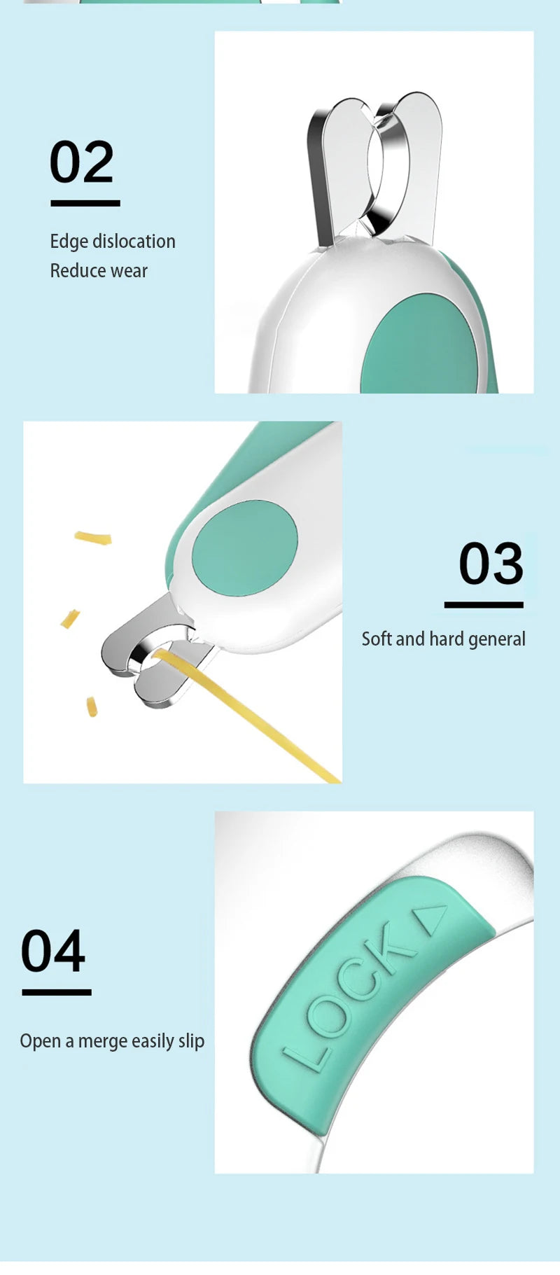 Cortador de unhas profissional para animais de estimação com luz LED