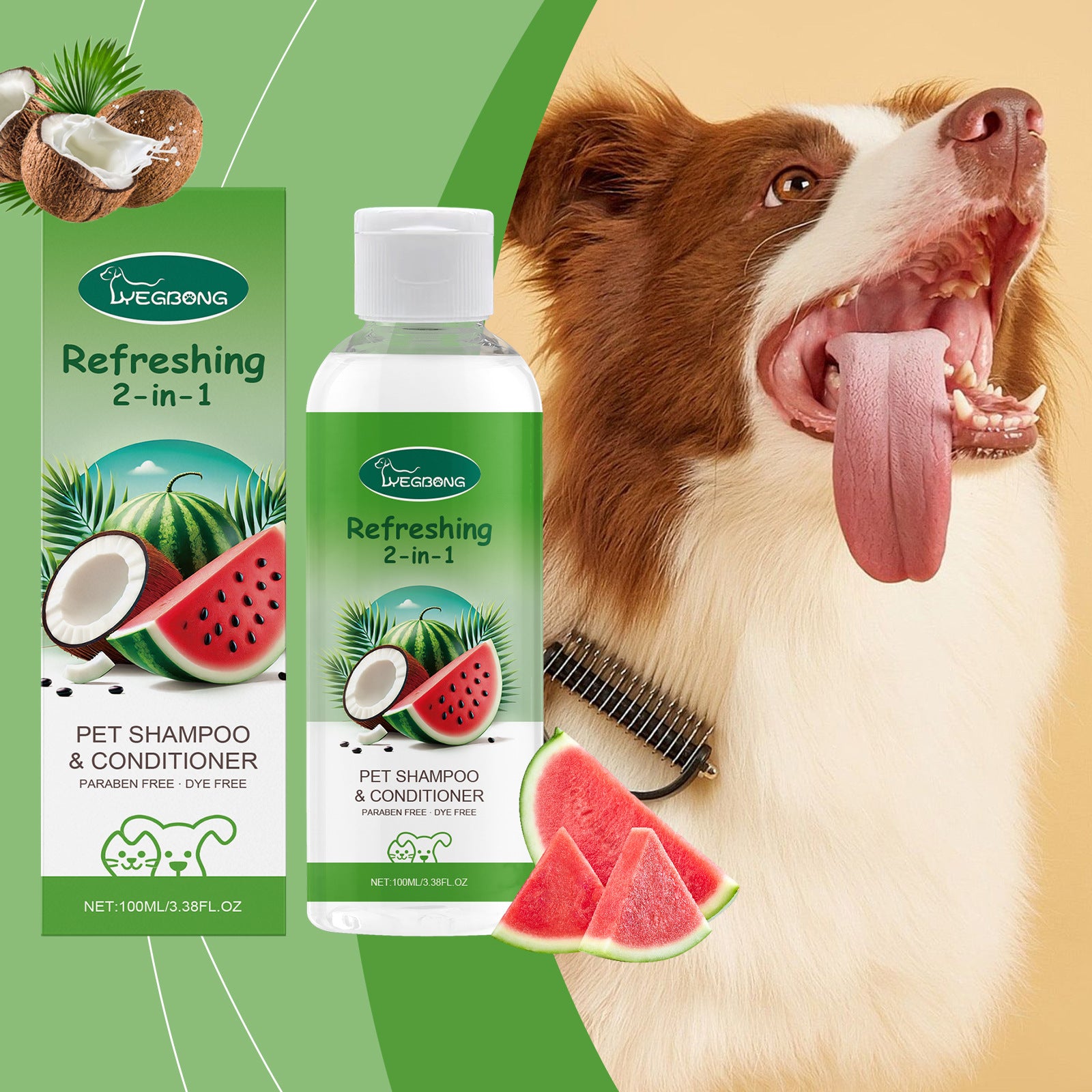 Shampoo 2 em 1 para animais de estimação, sabonete líquido para banho e corpo