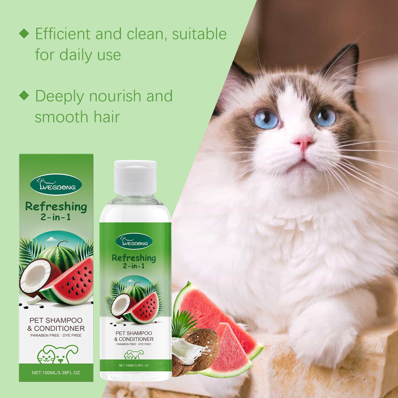 Shampoo 2 em 1 para animais de estimação, sabonete líquido para banho e corpo