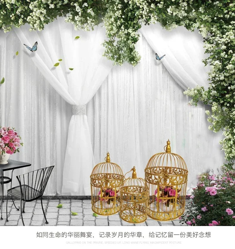 Gaiola de ferro para pássaros, decoração de casamento com gaiola de ferro