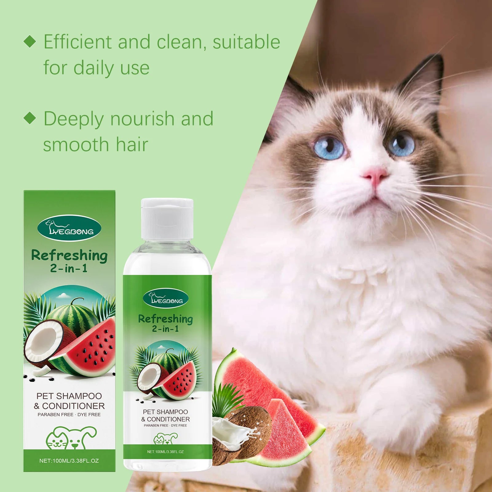 Shampoo 2 em 1 para animais de estimação, sabonete líquido para banho e corpo