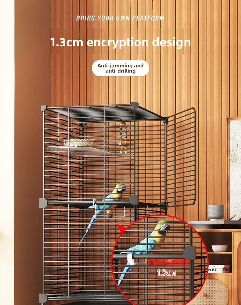 Large Bird Cage for Cockatiel Spacious Metal Aviary with Stand Easy Clean Bird Nests Indoor Flight House with Detachable Panel