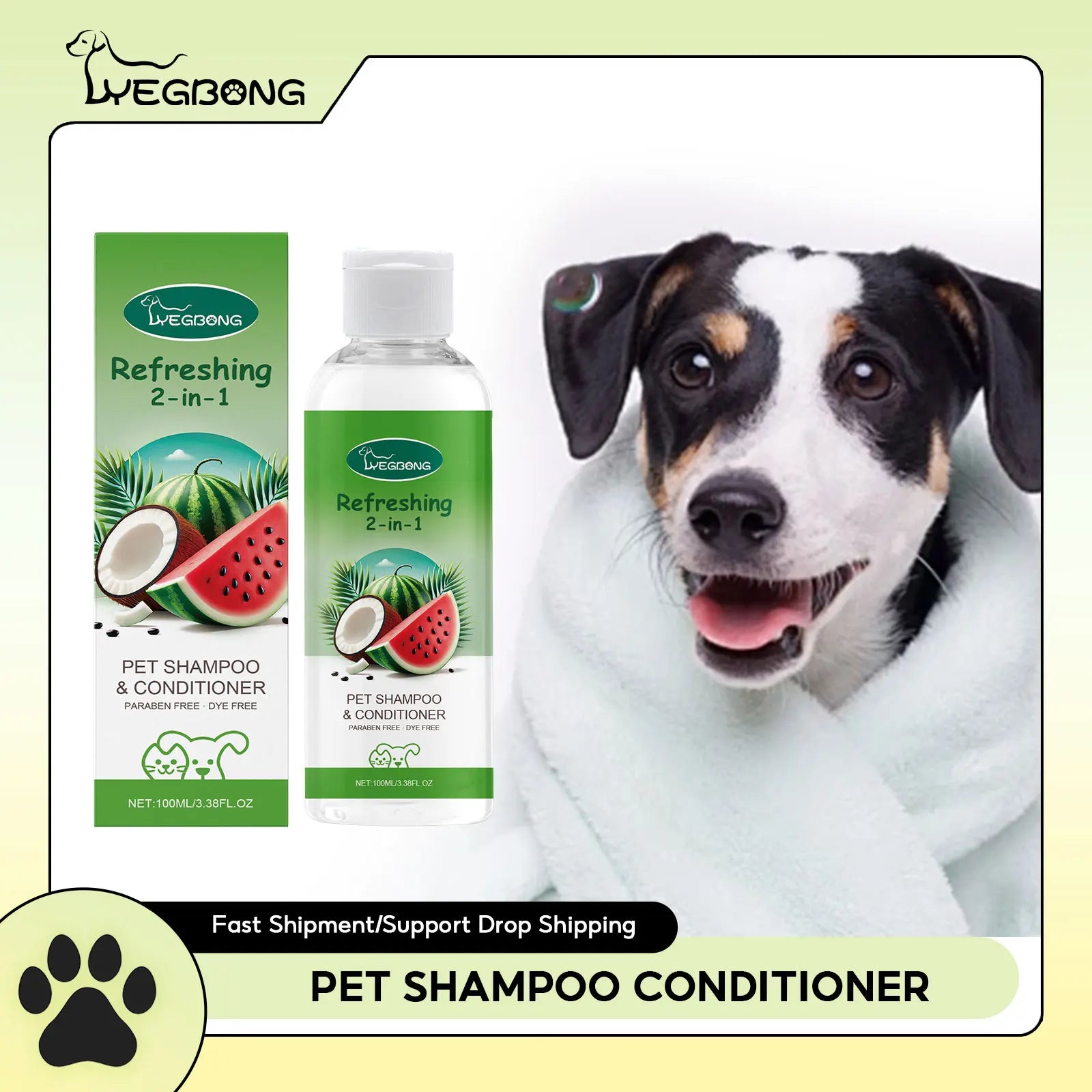 Shampoo 2 em 1 para animais de estimação, sabonete líquido para banho e corpo