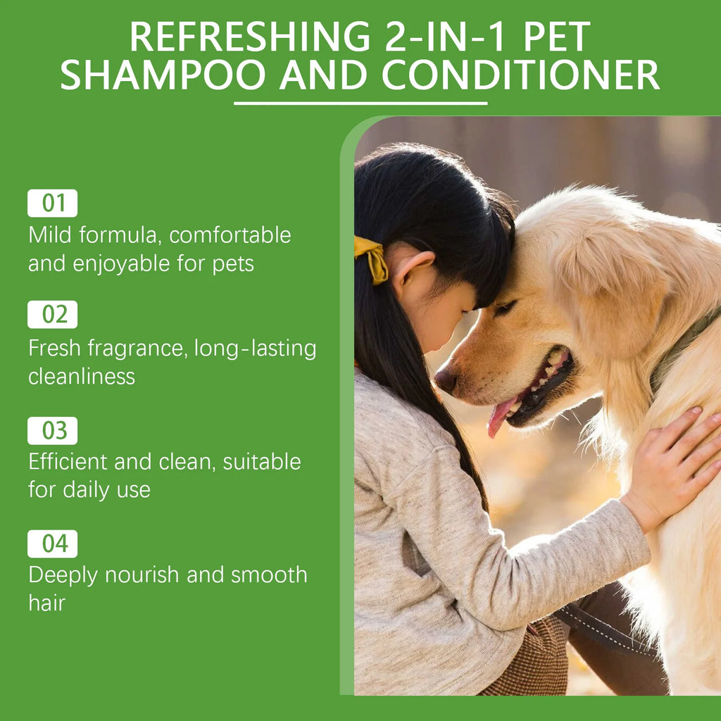 Shampoo 2 em 1 para animais de estimação, sabonete líquido para banho e corpo