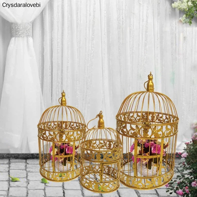 Gaiola de ferro para pássaros, decoração de casamento com gaiola de ferro