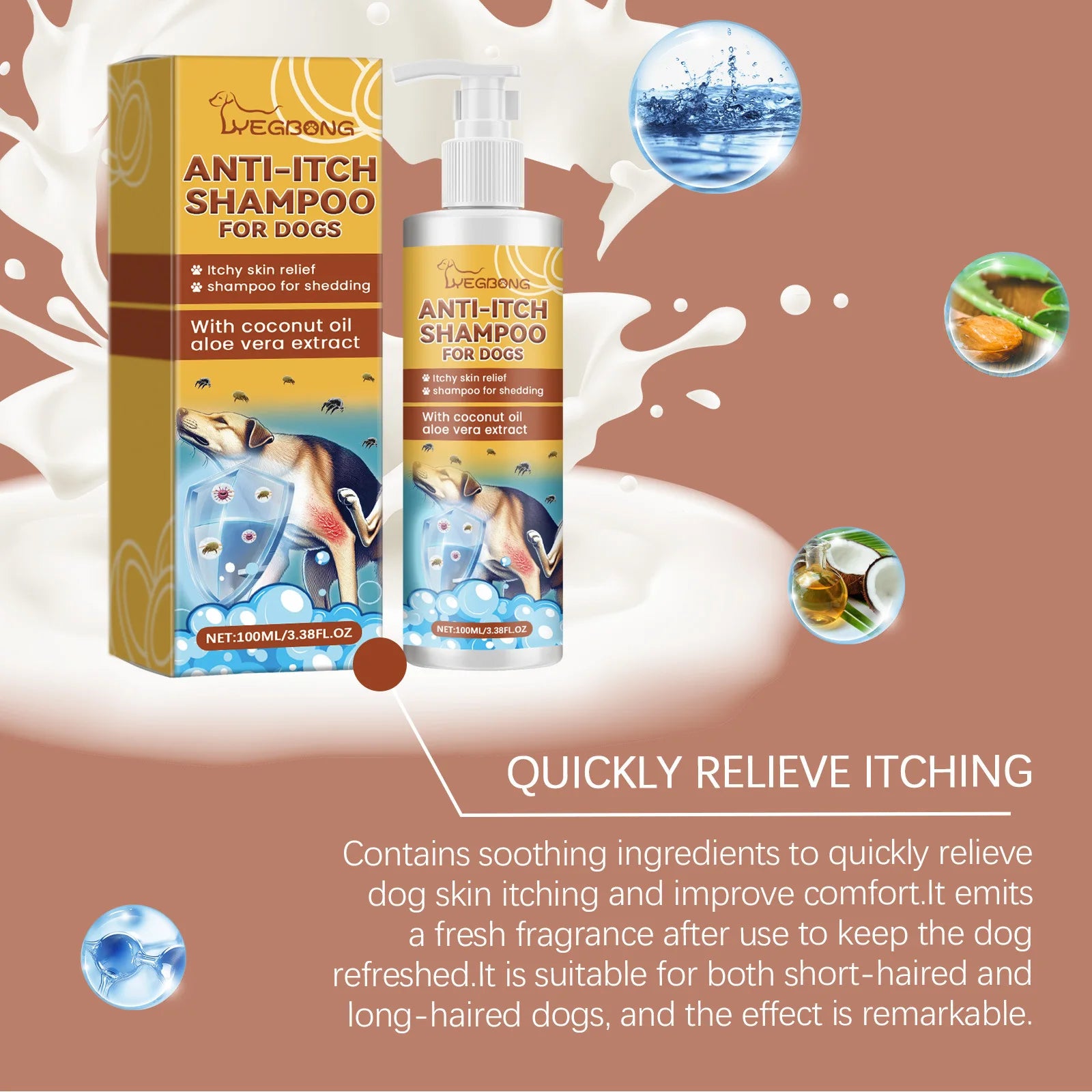 Shampoo e condicionador hidratante para cães com pele sensível, pH balanceado