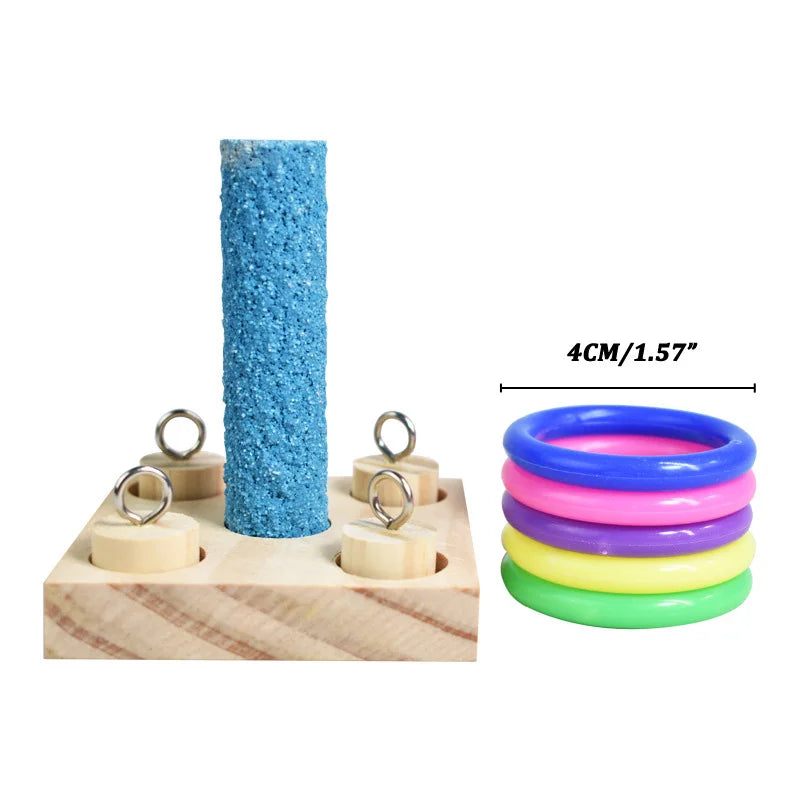 Conjunto de brinquedos para treinamento de pássaros, quebra-cabeça de blocos