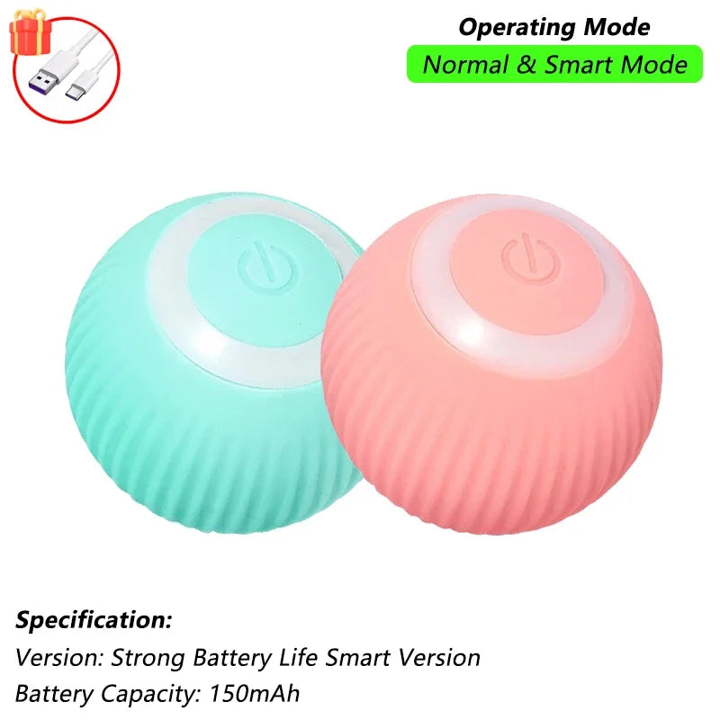 Bola interativa para cães e gatos, bola rolante automática com cauda falsa