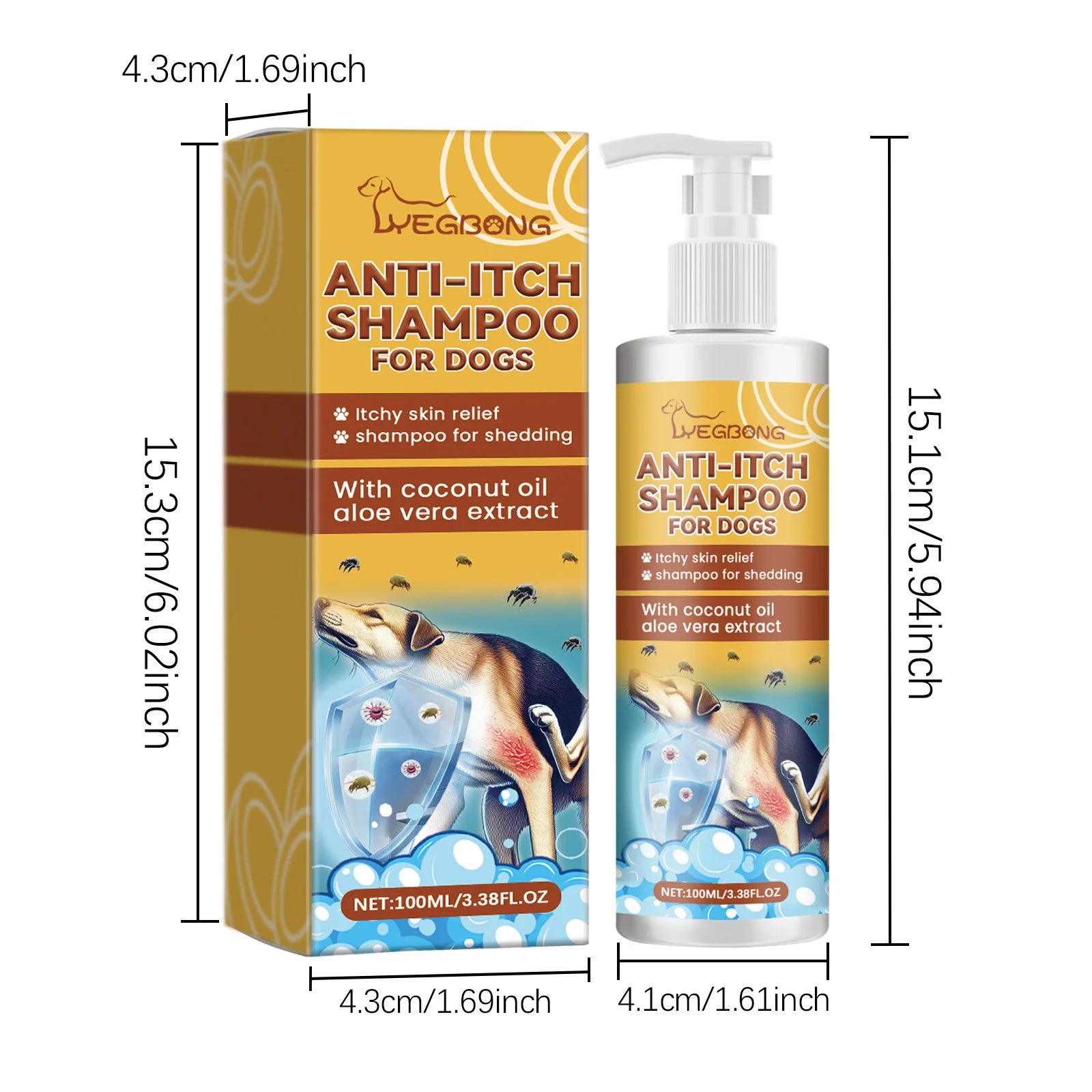 Shampoo e condicionador hidratante para cães com pele sensível, pH balanceado