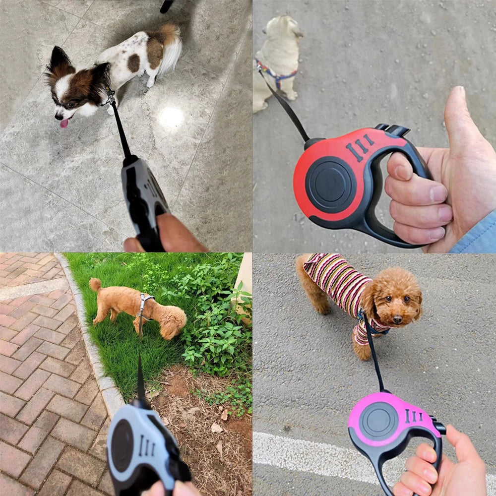 Guia retrátil de 3 a 5 metros para cães de pequeno e grande porte