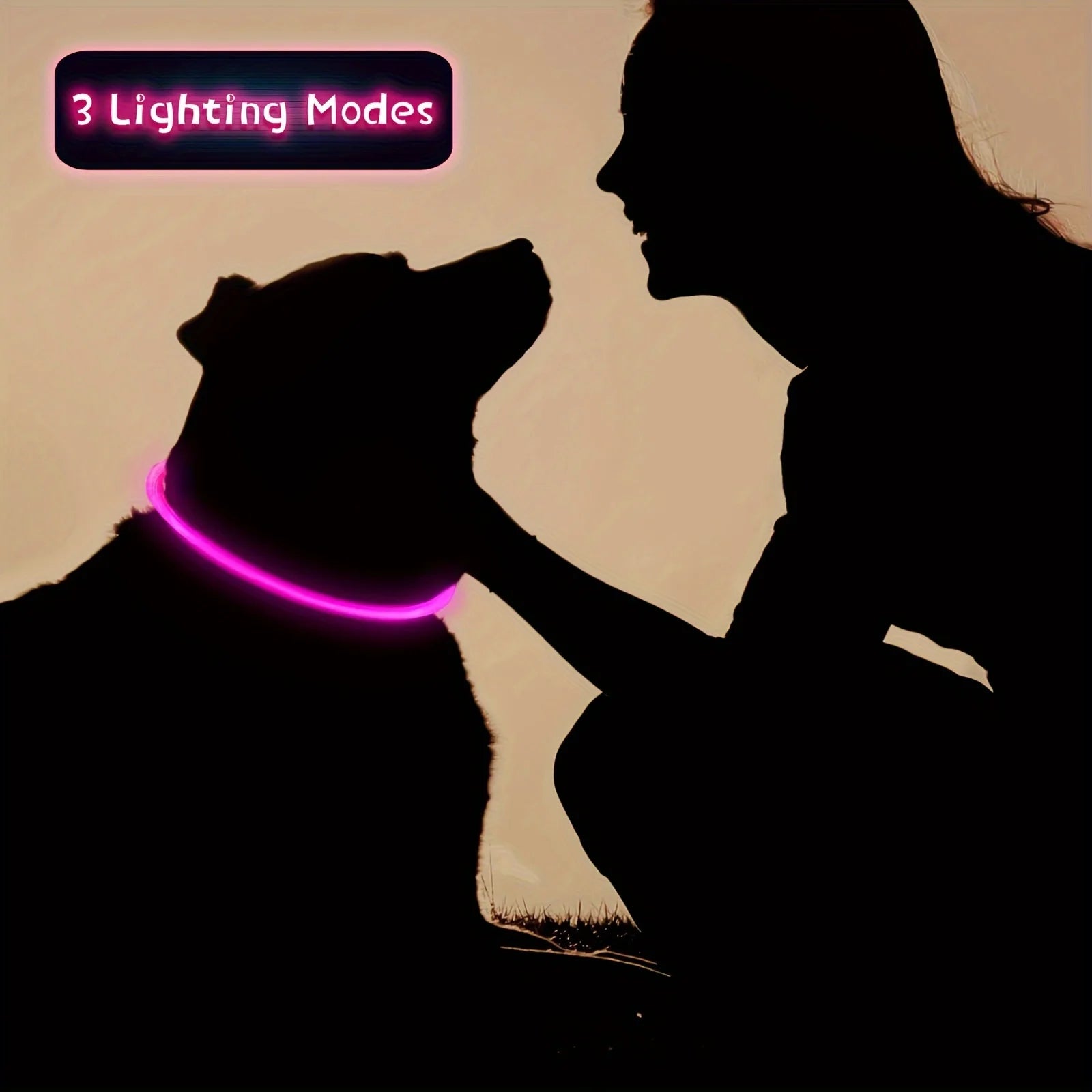 Coleira de LED para cães, luminosa, anti-perda, recarregável via USB.