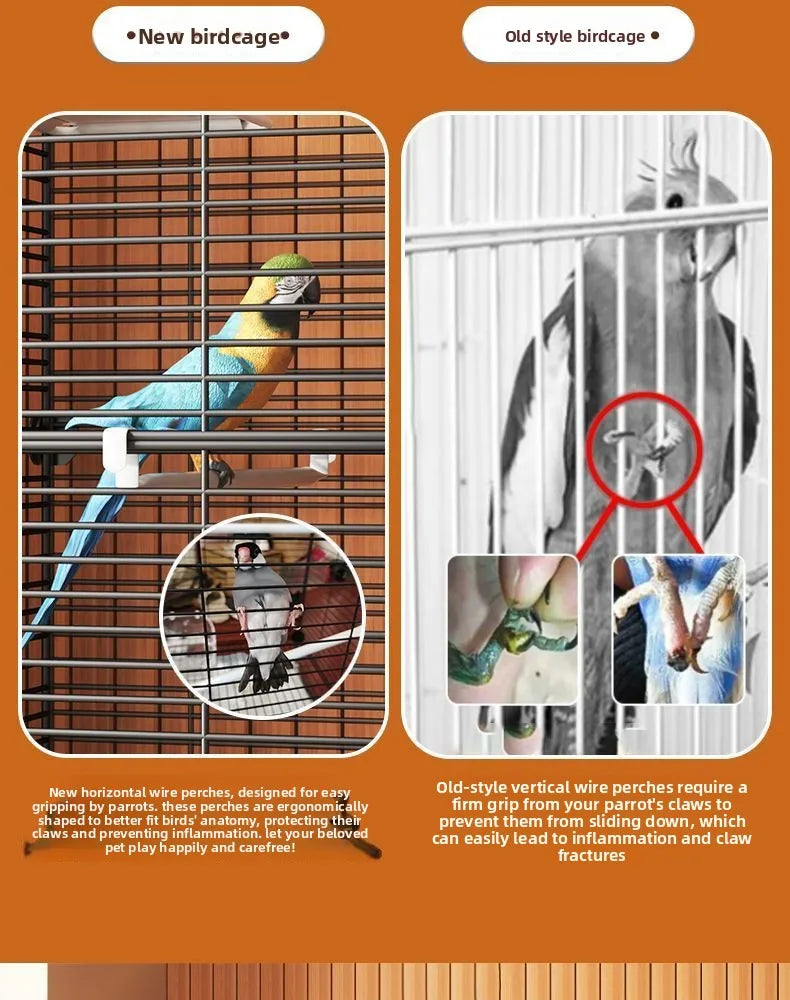 Large Bird Cage for Cockatiel Spacious Metal Aviary with Stand Easy Clean Bird Nests Indoor Flight House with Detachable Panel