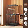 Large Bird Cage for Cockatiel Spacious Metal Aviary with Stand Easy Clean Bird Nests Indoor Flight House with Detachable Panel