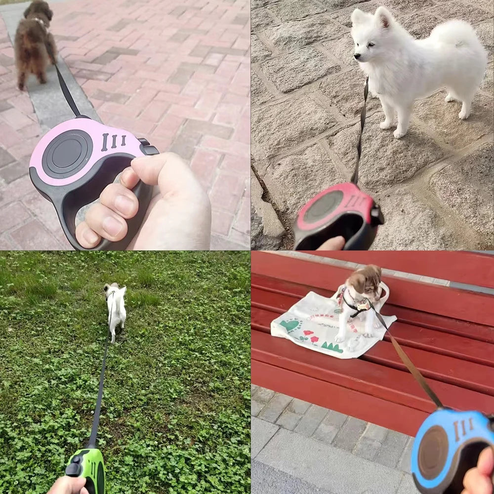 Guia retrátil de 3 a 5 metros para cães de pequeno e grande porte