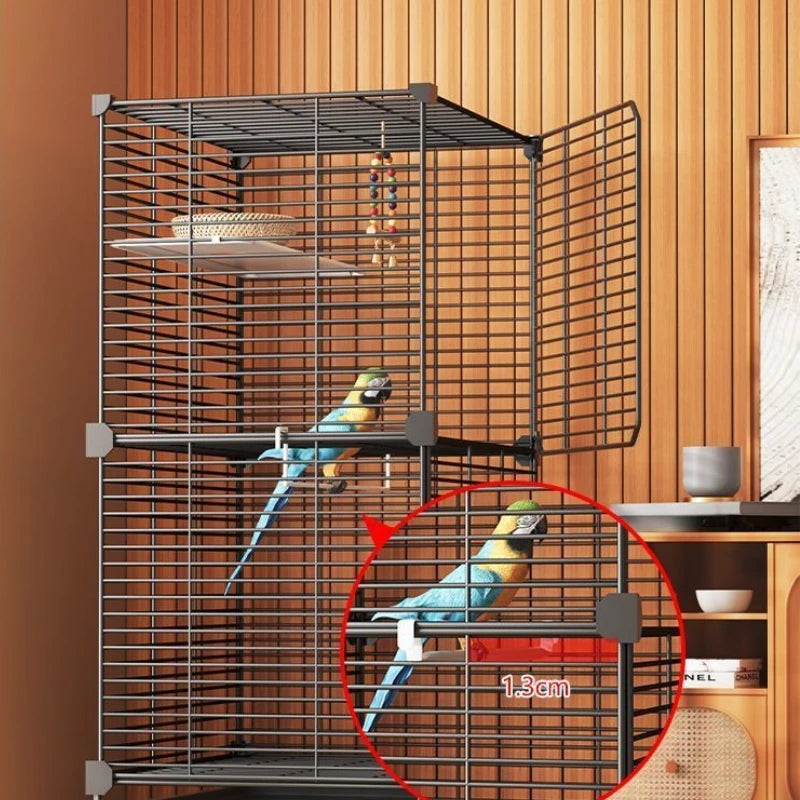 Large Bird Cage for Cockatiel Spacious Metal Aviary with Stand Easy Clean Bird Nests Indoor Flight House with Detachable Panel