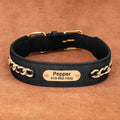 Coleiras de couro personalizadas com placa de identificação para cães