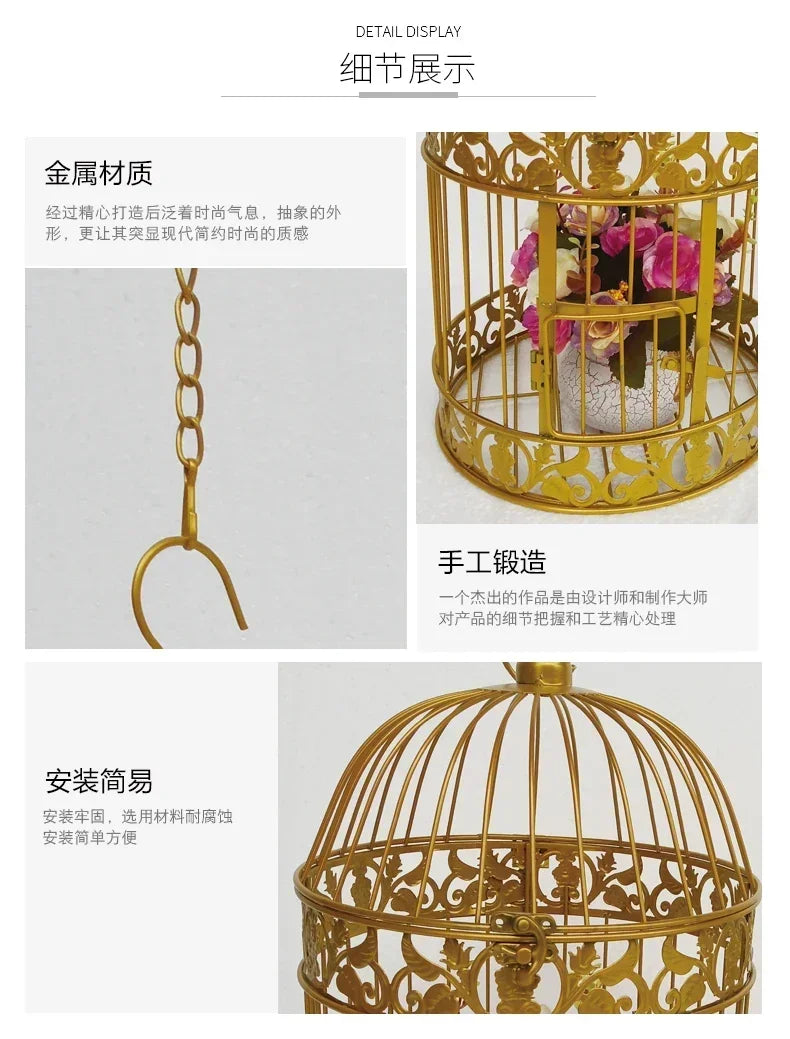 Gaiola de ferro para pássaros, decoração de casamento com gaiola de ferro