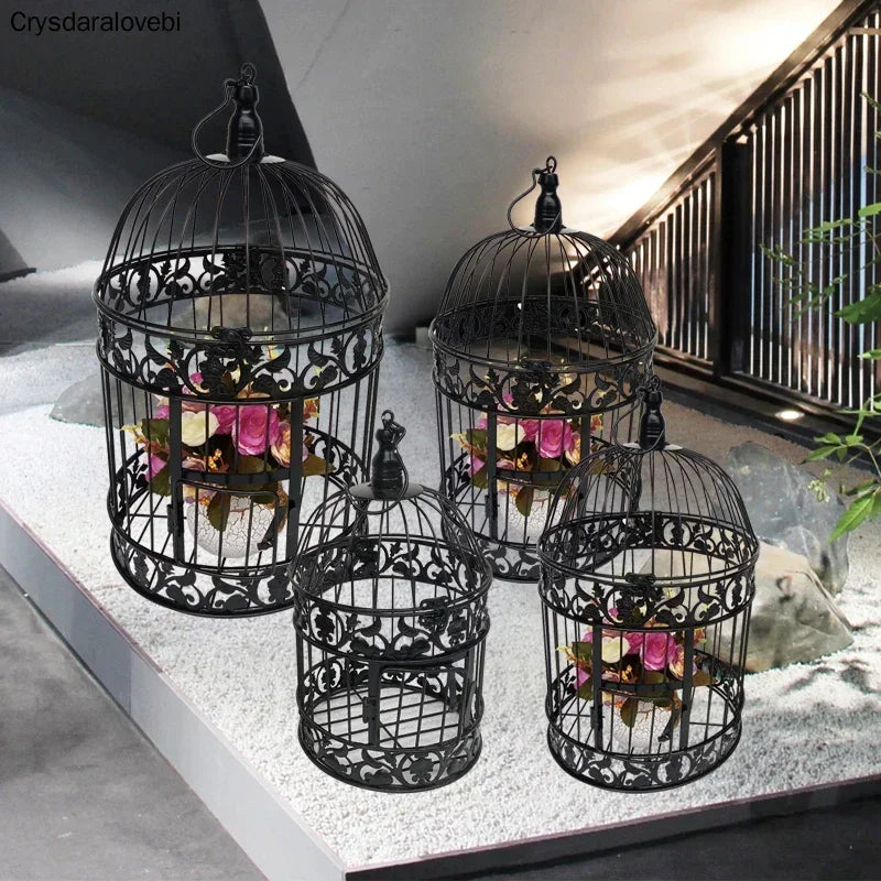 Gaiola de ferro para pássaros, decoração de casamento com gaiola de ferro