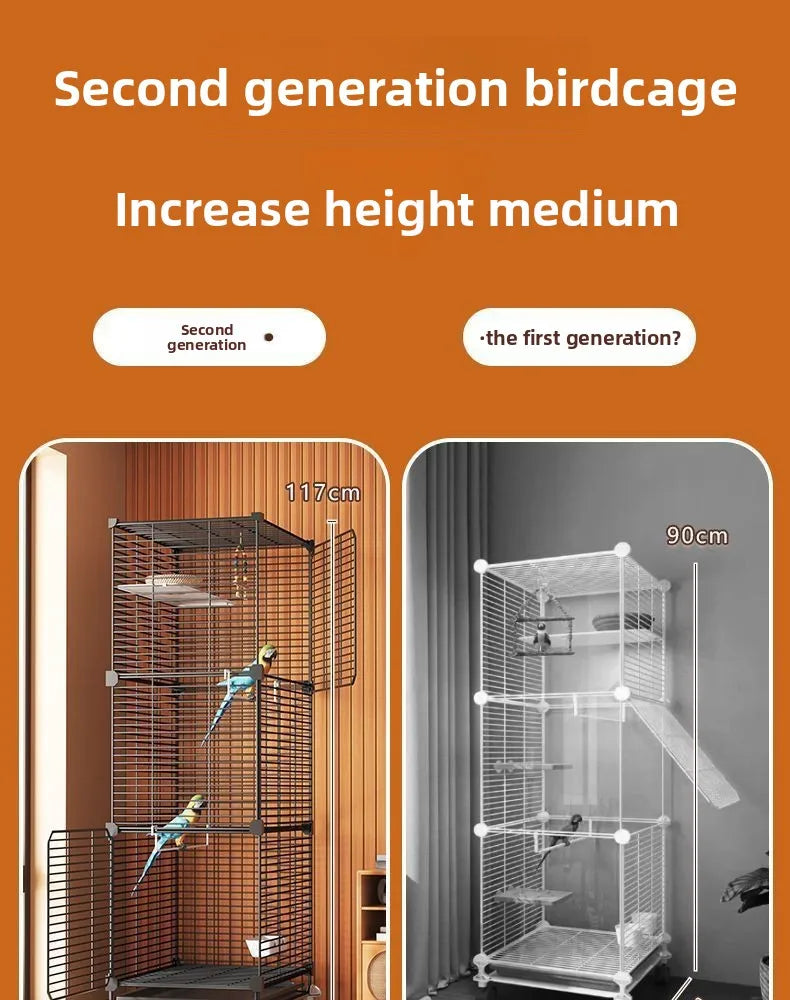 Large Bird Cage for Cockatiel Spacious Metal Aviary with Stand Easy Clean Bird Nests Indoor Flight House with Detachable Panel
