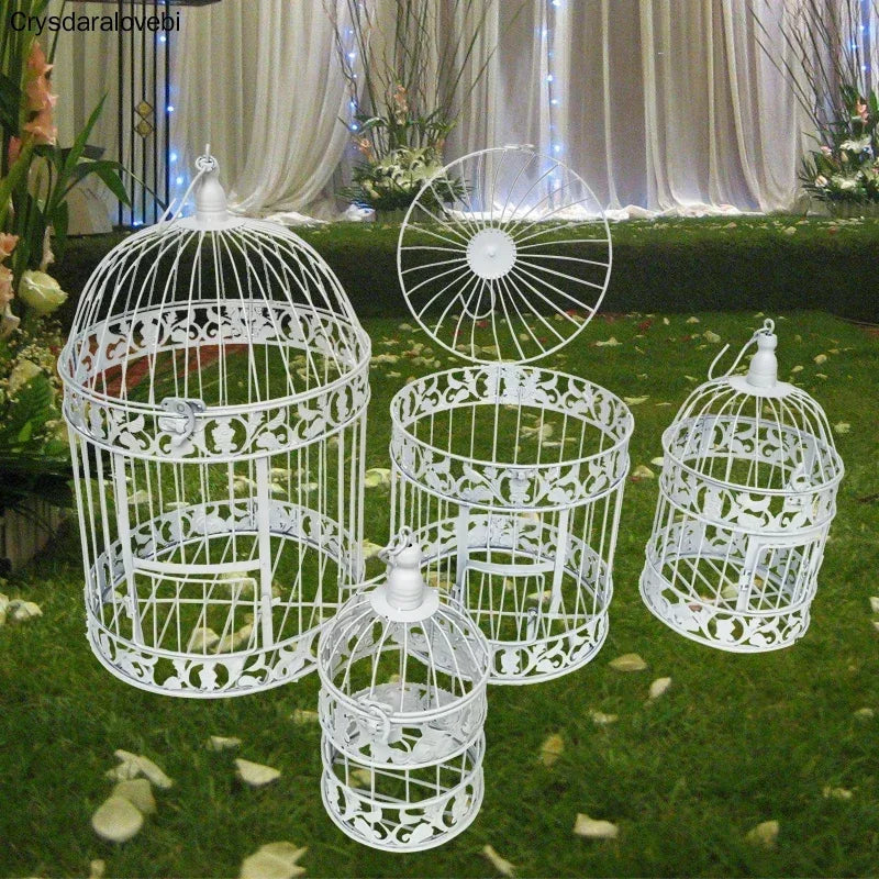 Gaiola de ferro para pássaros, decoração de casamento com gaiola de ferro