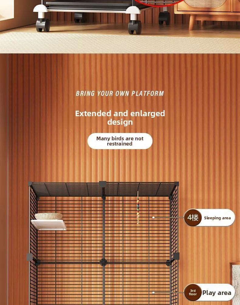 Large Bird Cage for Cockatiel Spacious Metal Aviary with Stand Easy Clean Bird Nests Indoor Flight House with Detachable Panel
