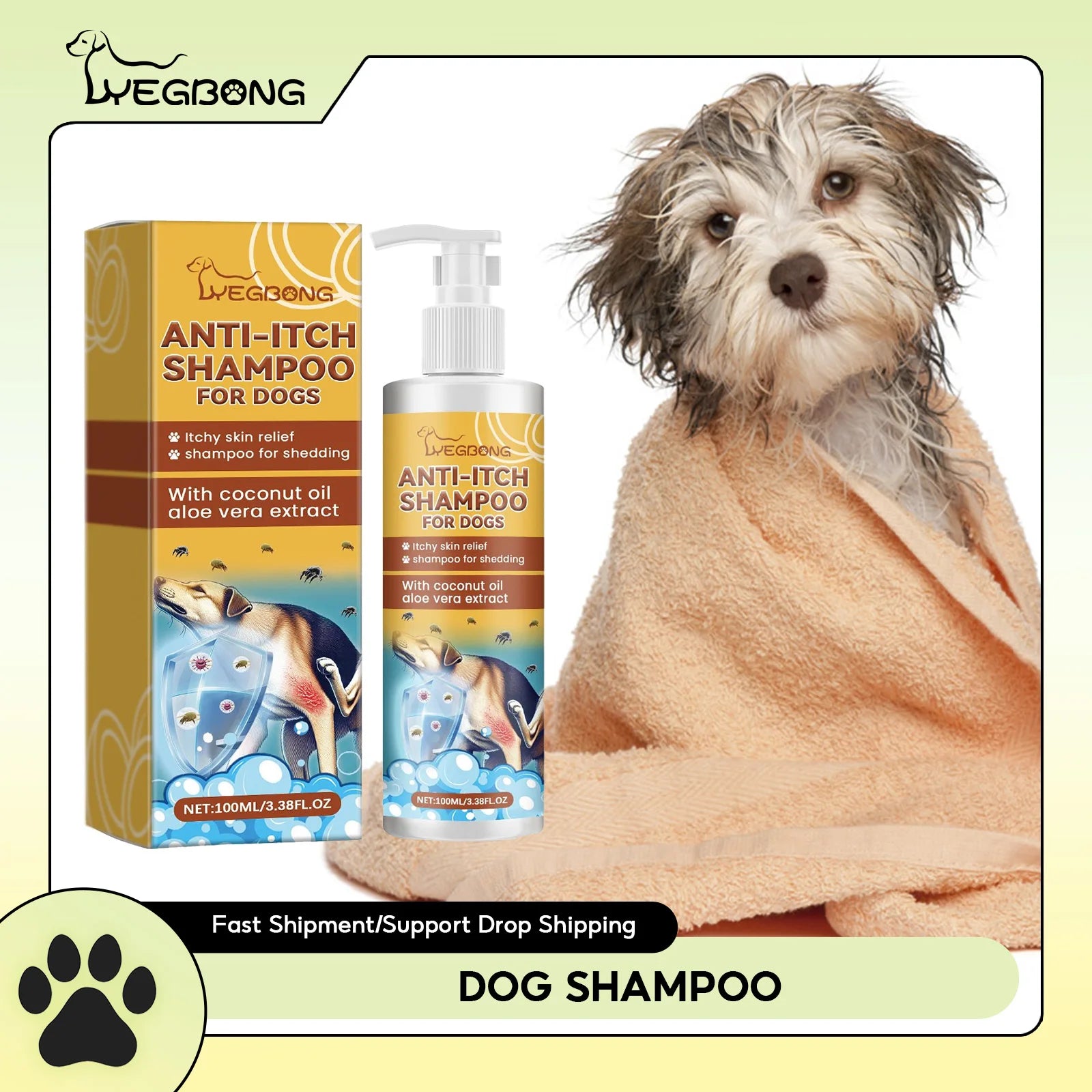 Shampoo e condicionador hidratante para cães com pele sensível, pH balanceado