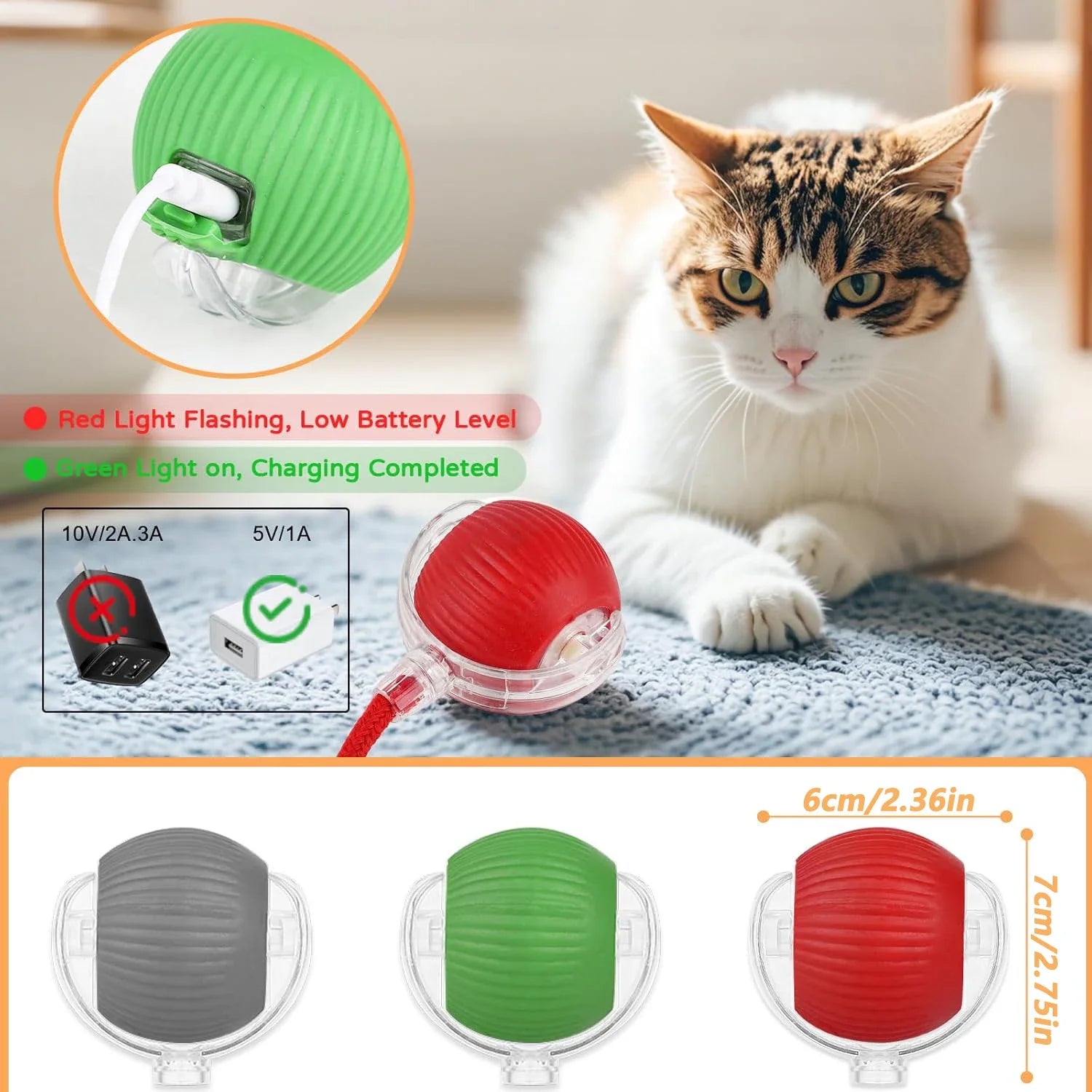 Bola interativa para cães e gatos, bola rolante automática com cauda falsa