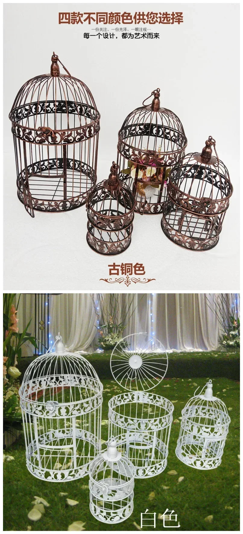 Gaiola de ferro para pássaros, decoração de casamento com gaiola de ferro