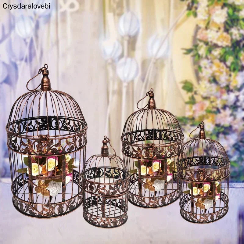 Gaiola de ferro para pássaros, decoração de casamento com gaiola de ferro